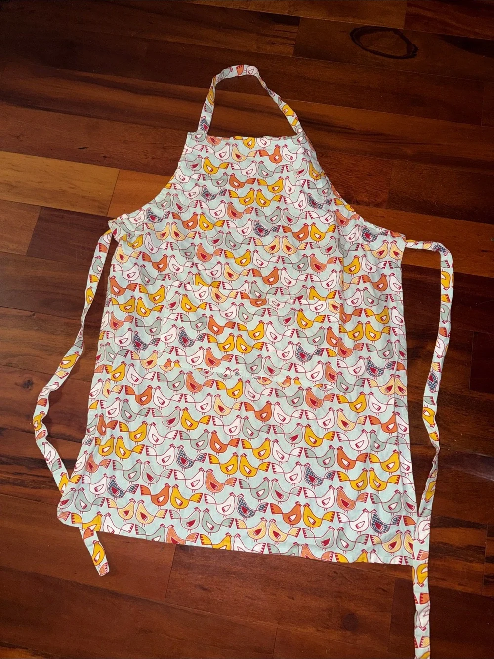 Chicken large adult utility Bird Pattern Cotton Kitchen Apron in Yellow & Orange